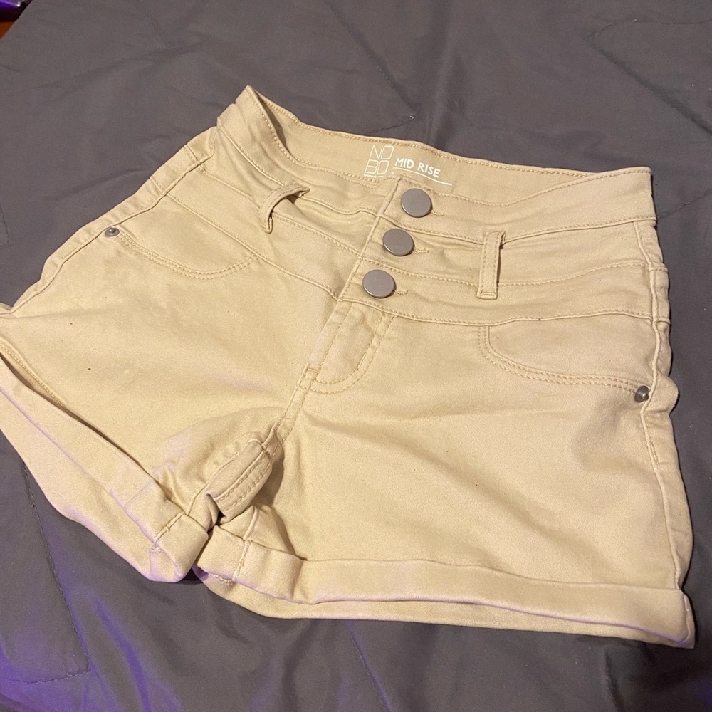High waisted khaki shorts